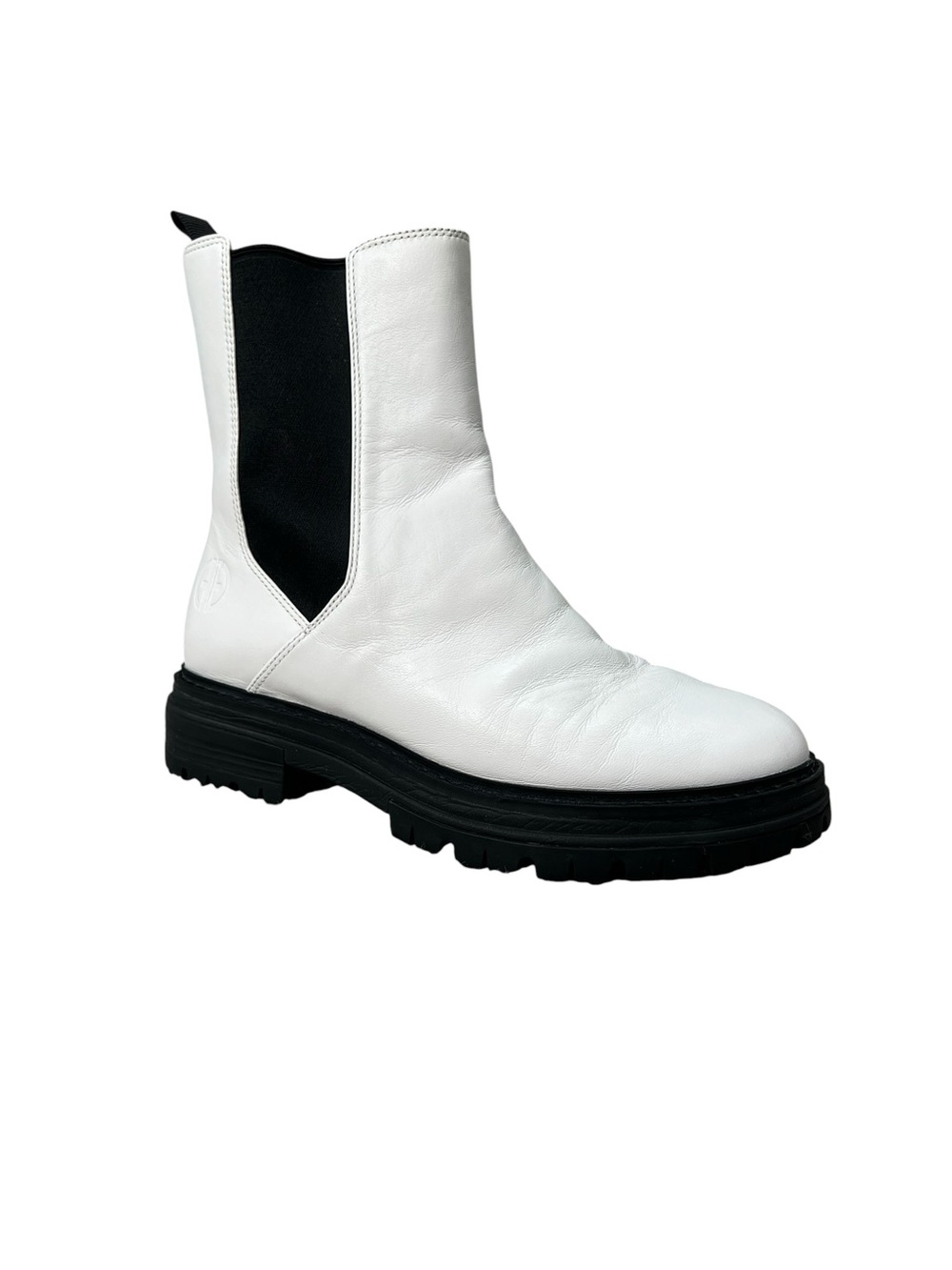 COLE HAAN women’s TAHOE FEATHERFEEL CHELSEA white black boots size 8B